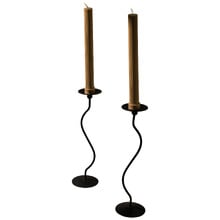 Black Waved Wrought Iron Candle Holders (Set of 2)